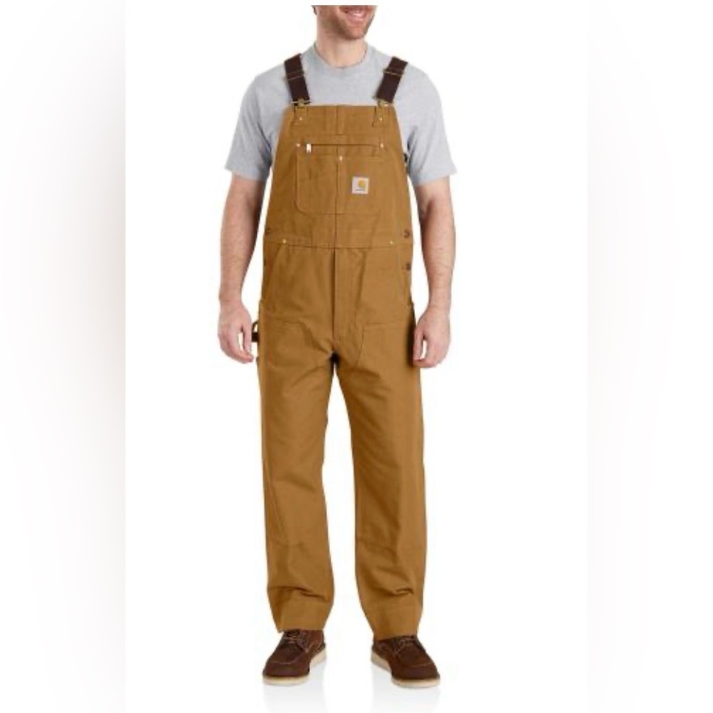 Carhartt Brown Duck Bib Overalls with Black Straps BNWT
